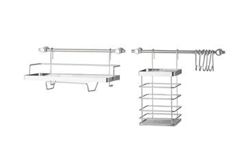 10-teiliges Regalset für Küchenutensilien aus Metall, verchromt