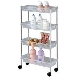 Offenes Badezimmerregal auf Rollen mit vier Ablagen